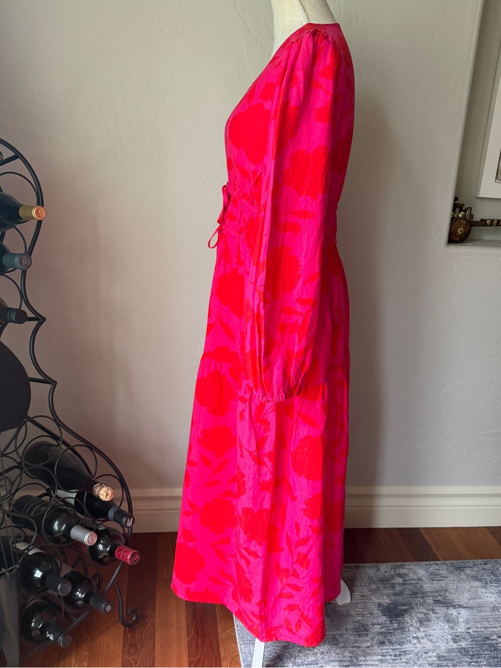 Kate Spade Women's floral Classic Rose Linen Long Sleeve Maxi Dress Size M - Picture 3 of 13